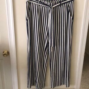 KWOT Any Body casual flare leg white with blue stripe summer/ spring pant .